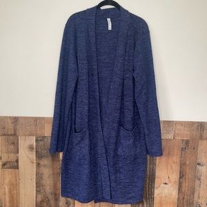 Brushed Melange Longline Open Sweater Cardigan Size 3X